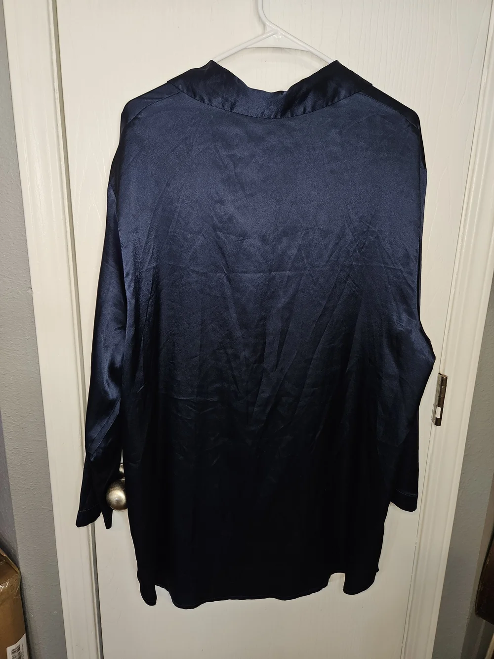 Victoria's Secret Satin Button-Front Nightgown  Shirt - Navy